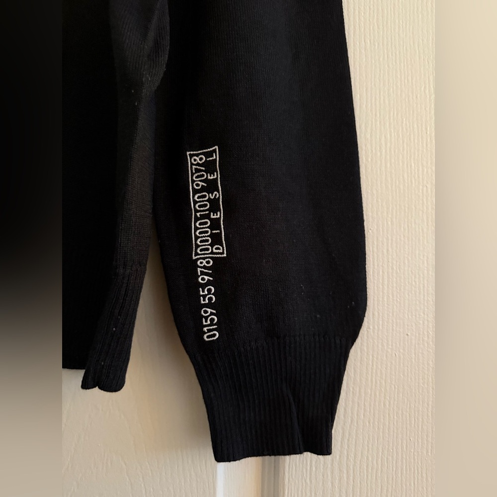 Diesel Sweater - Black with Yellow Fluorescent Stripe - Picture 4 of 5